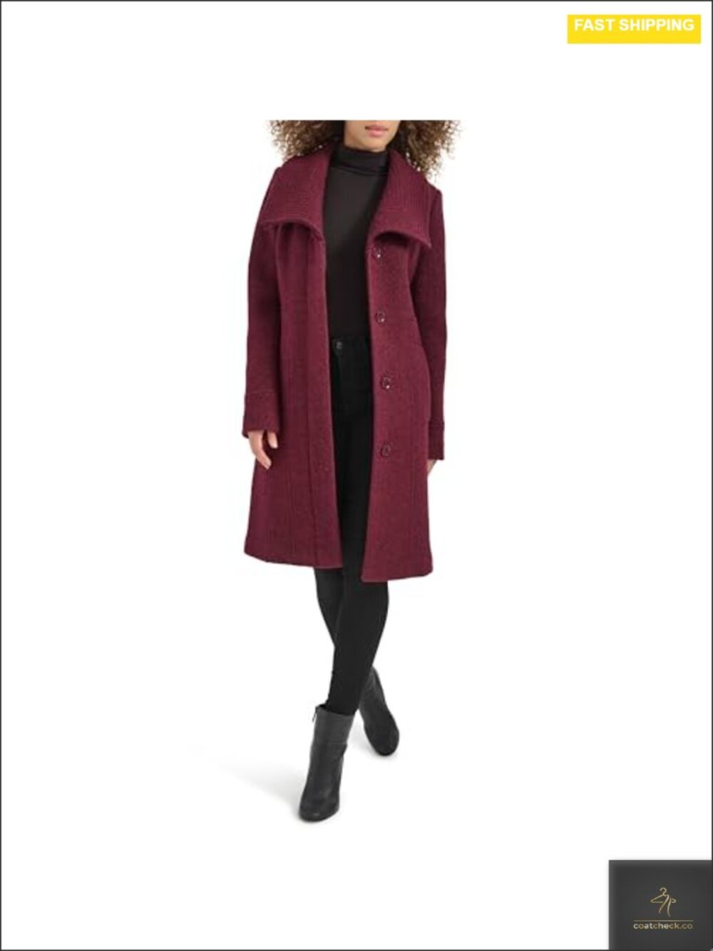 Wool Coat Wing Collar Pressed Boucle Fall Winter Layer